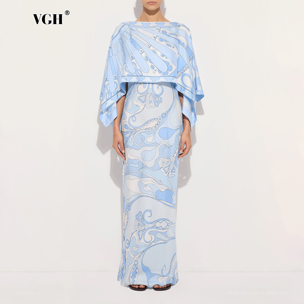 Women Formal Wear Set - VGH Light Blue Abstract Print Two