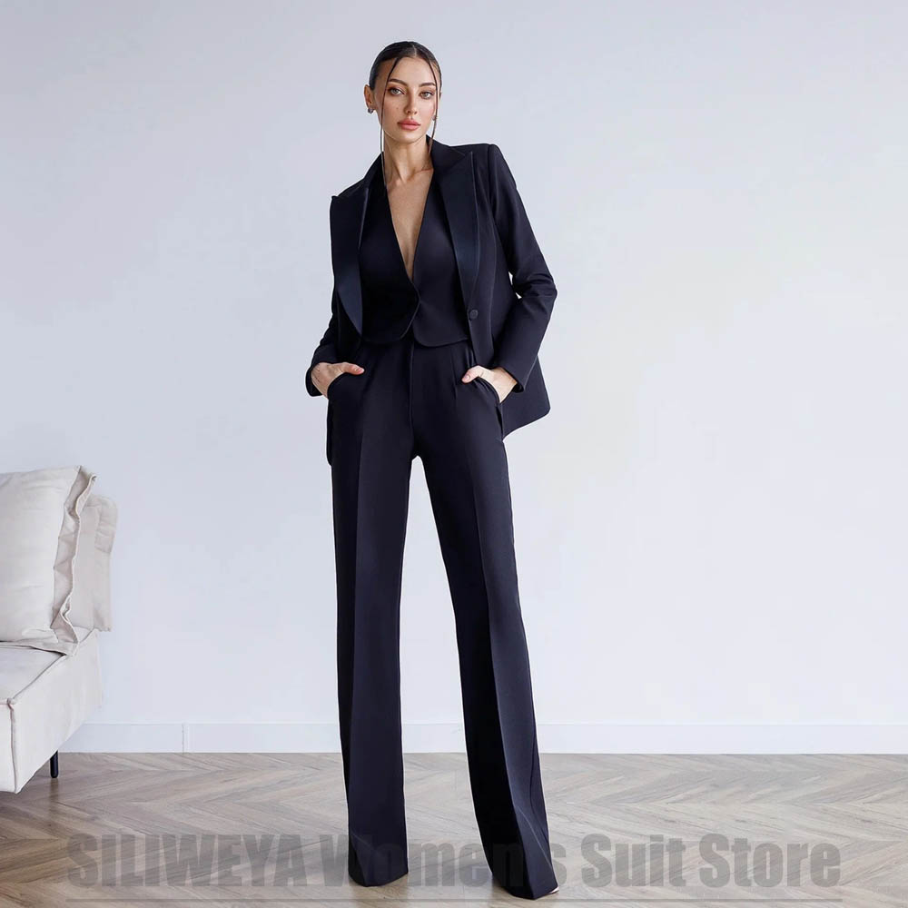 Women Formal Wear For Meeting - Women's 3 Piece Suit Blazer Vest