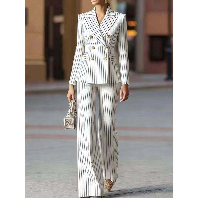 Women Formal Wear Trousers - Autumn Pant Suit Women Striped Female