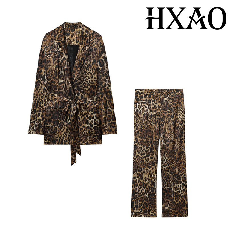 HXAO Leopard Pants Sets 2 Piec - Women Formal Wear Set review and price