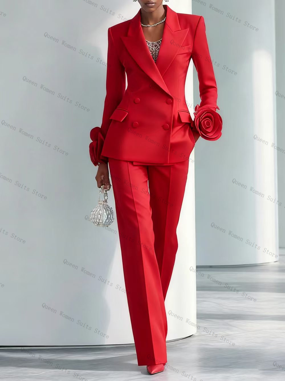 Luxury Red Women Suit Set 2 Pc - Women Formal Wear Trousers review and price