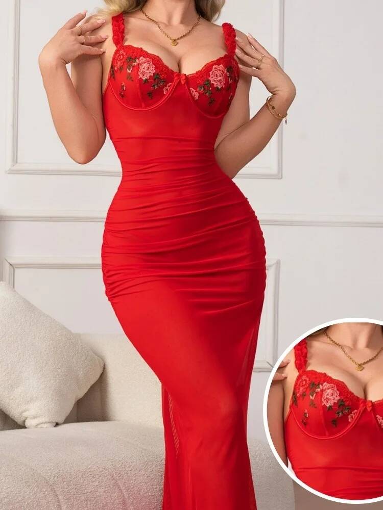 Red Ruched Dress With Strap Bo - Women Formal Wear H&M review and price