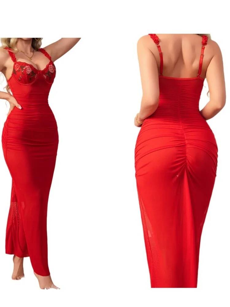 Red Ruched Dress With Strap Bo - Women Formal Wear H&M review and price