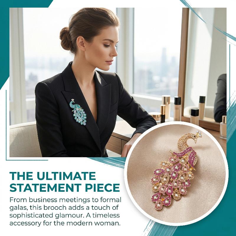 Unique Peacock Brooch Pin For  - Women Formal Wear Look review and price