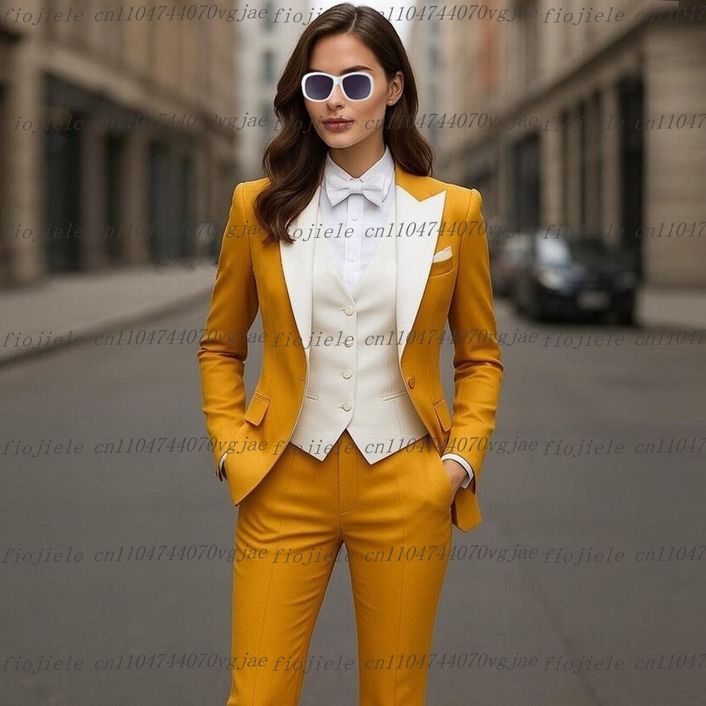 Yellow And White Formal Busine - Blazer Set Women Formal review and price